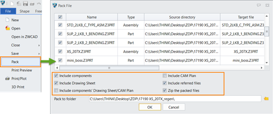 Figura 7. Elegir los archivos que necesitas al empaquetar