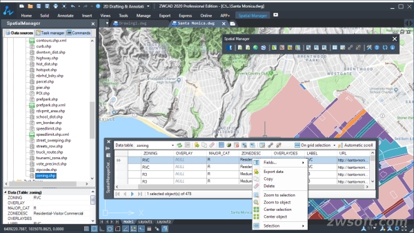Figure 3. The Data Table in Spatial ManagerTM for ZWCAD.jpg Figure 3. The Data Table in Spatial ManagerTM for ZWCAD.jpg