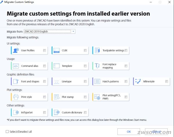 zwcad 2020 sp1_customized settings migration zwcad 2020 sp1_customized settings migration
