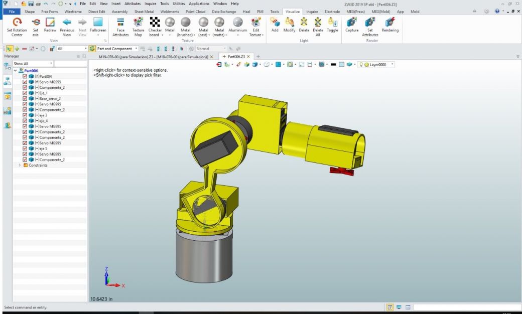 The robot arm prototype designed with ZW3D
